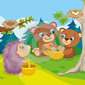 Two Bears And Hedgehog