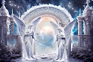 Due bellissimo arcangeli aprire cancello sul paradiso 