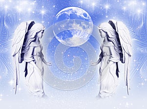 Two beautiful archangels with Moon like Lunar angels concept