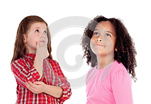 Two beautiful children thinking