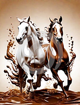 Two Beautiful Chocolate Horses