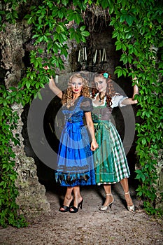 Two beautiful girls wearing Dirndl