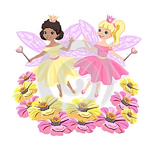 Two beautiful princesses with fairy wings