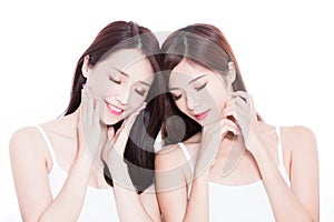 Two beauty skincare woman