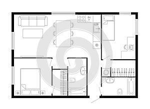 Two bedroom apartment floor plan.