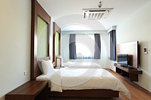 Two beds bedroom interior