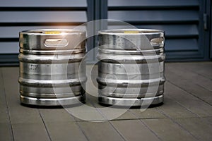 Two beer barrels close-up