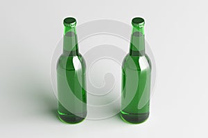 Two beer bottles 500ml mock up on white background