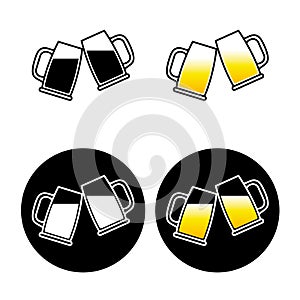 Two beer mugs - image, icon, symbol. Illustration for website, greeting card. Isolated.