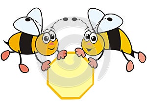 Two bees with honeycomb, eps.