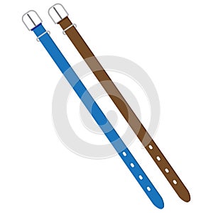 two belts blue and brown color. on white background.