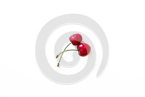 two berries en cherry white background