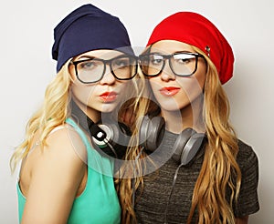 Two best friends hipster girls