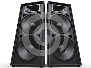 Two big black speakers - low angle shot