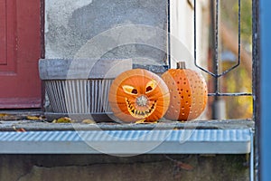 Two Carved Pumpkins