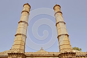 Two big minaras at Shahar-ki-maasjid (mosque), chapaner, Gujarat