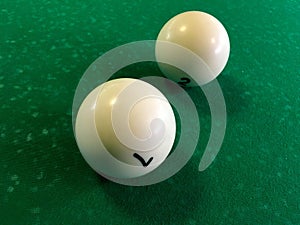 Two billiard balls on the table