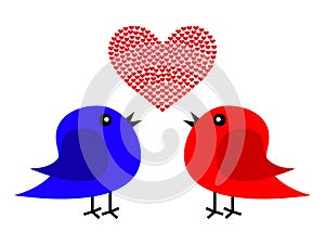 Two birds and heart