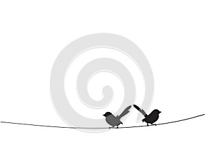 Two Birds On Wire Vector, Minimalist poster design isolated on white background, Scandinavian design, Wall Decals