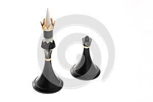 two black chess pieces, pawn and king, social growth concept