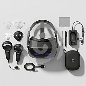 Two black controllers with circular touchpads multiple facial interface