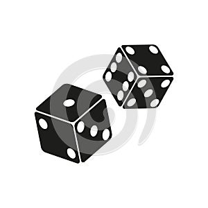 Two black dice cubes on white background. Vector illustration.
