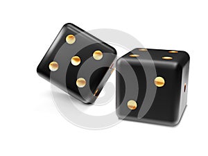 Two black dice isolated on white background