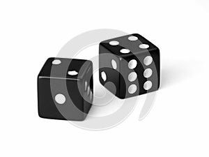 Two black dice on a white background