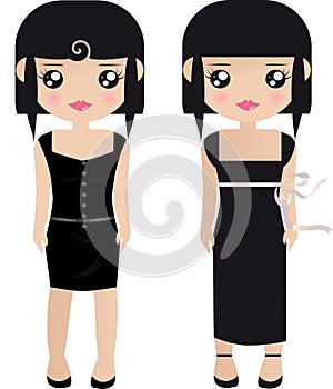 Two Black Haired Female Paper