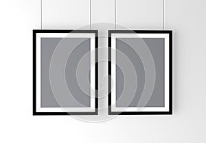 Two Black Photo Frames Mockup. High resolution 3d render.