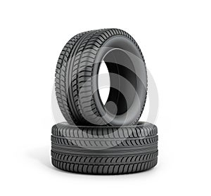Two black rubber tires