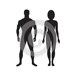 Two black silhouettes of male and female figures