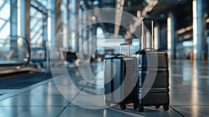 The Black Suitcases at Airport.AI generated image
