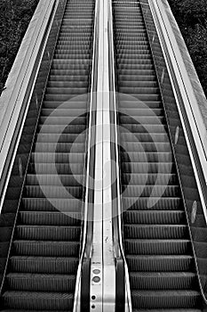Black and white escalators