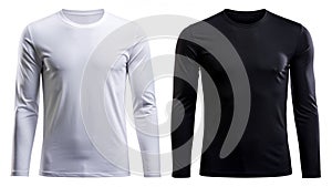 Two black and white long sleeve t-shirt mock up. AI generated Illustration