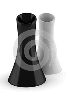 Two black and white vases isolated on white