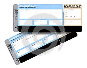 Two blank airline boarding pass tickets photo