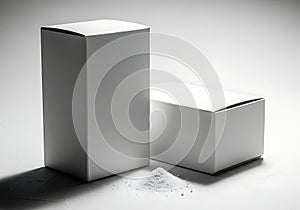 Two blank cardboard boxes of different sizes isolated on white background
