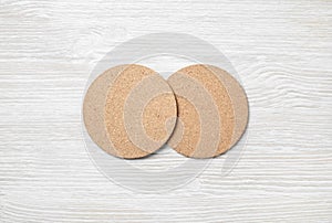 Two cork coasters