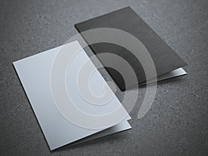 Two blank half-fold brochures