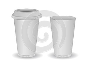 Two blank paper coffee cup