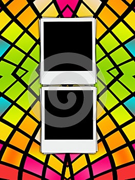 Two Blank Photos on Mirror Background