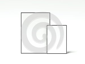 Two blank picture frames. 3d rendering