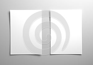 Two blank sheets of paper mockup or template