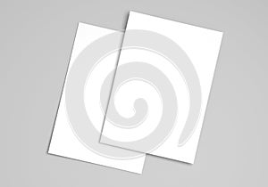 Two blank sheets of paper mockup or template