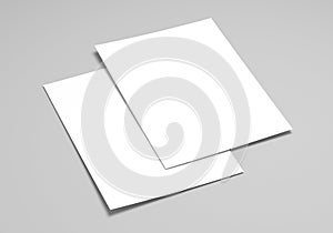 Two blank sheets of paper mockup or template