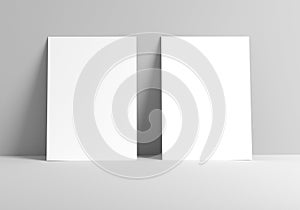 Two blank sheets of paper mockup or template