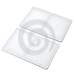 Two square blank stickers isolated on white background