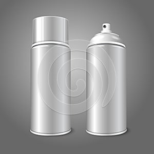 Two blank vector aerosol spray metal 3D bottle