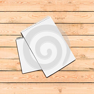 Two blank white spiral bound paper drawing pad with shadow